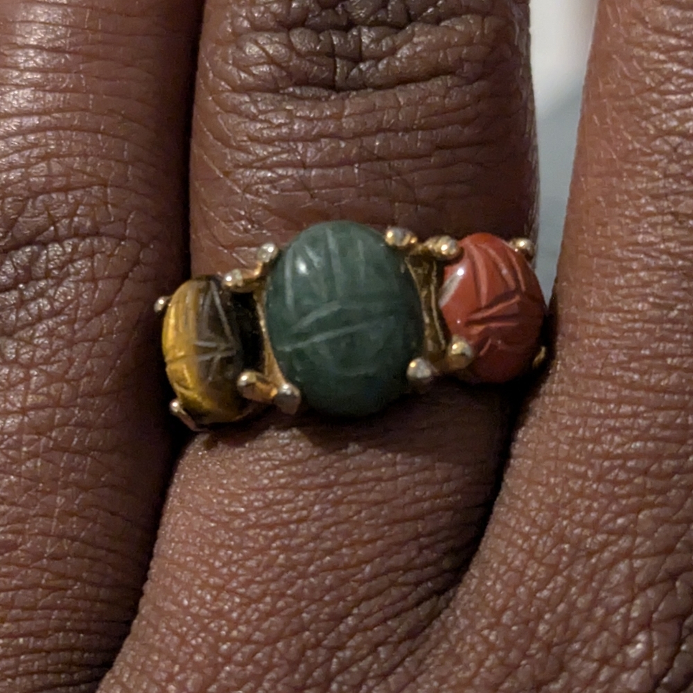 Egyptian revival scarab ring